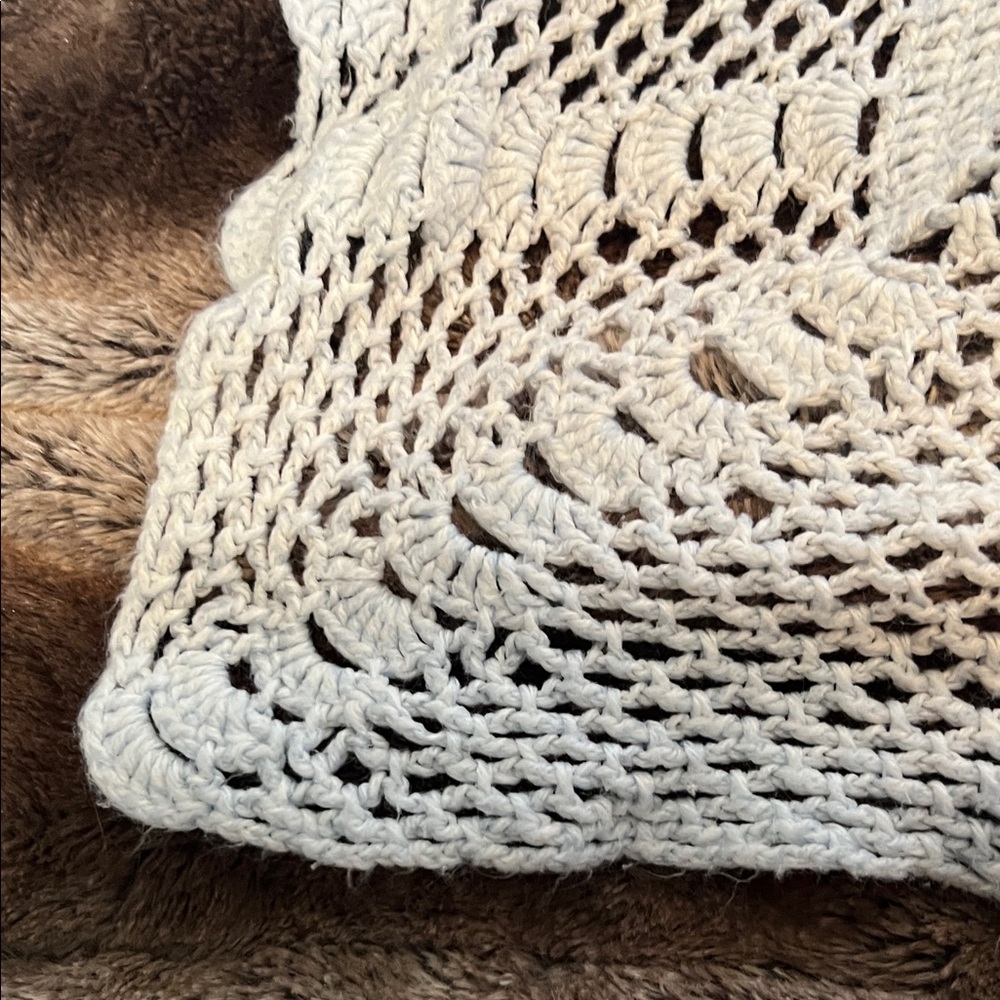 Handmade Light Blue Crochet Blanket - Picture 2 of 4